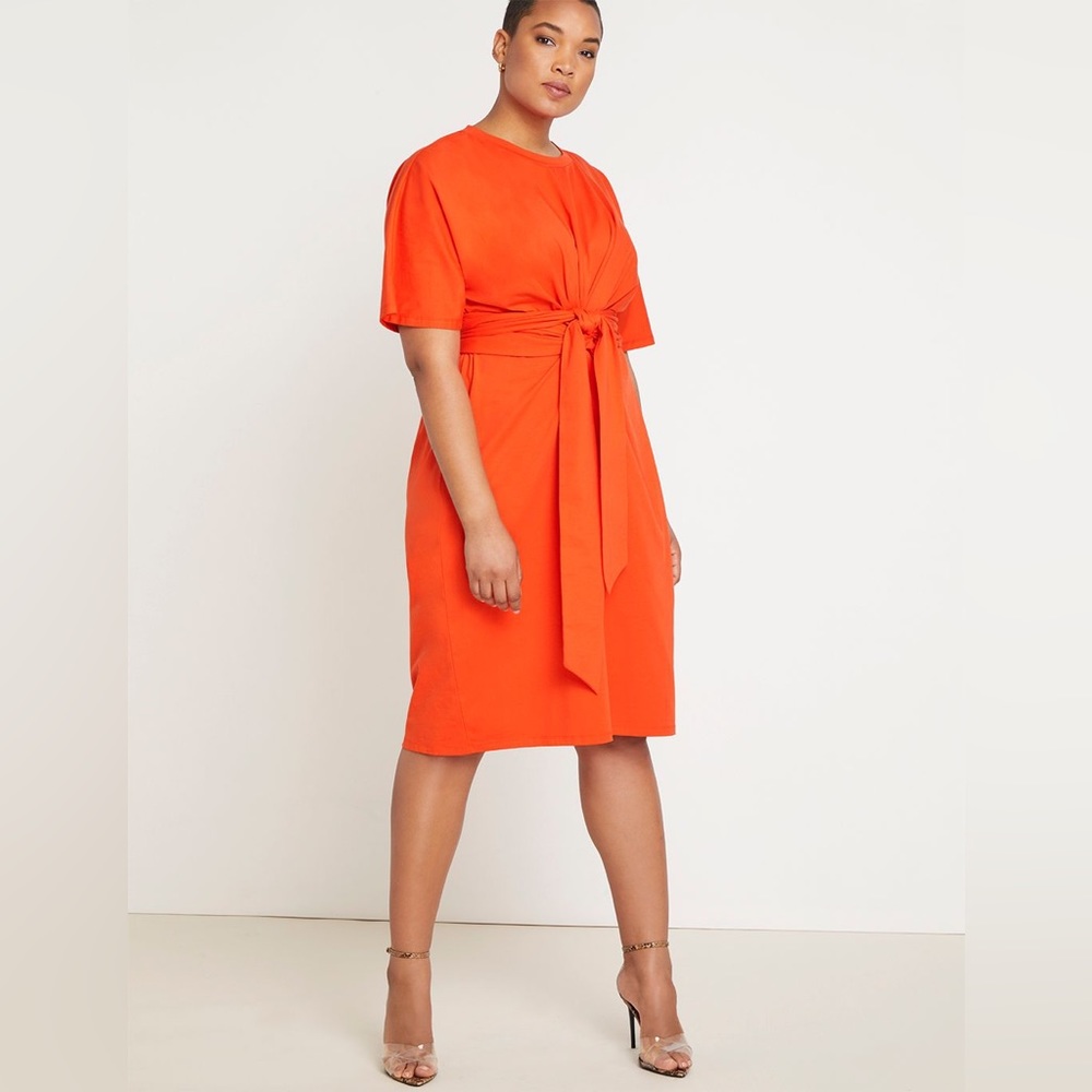 Eloquii Cross Front Flutter Sleeve Wraparound Dress